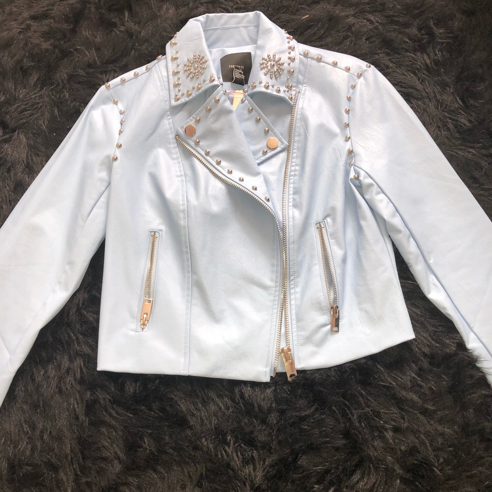 Forever 21 mint studded Moto jacket